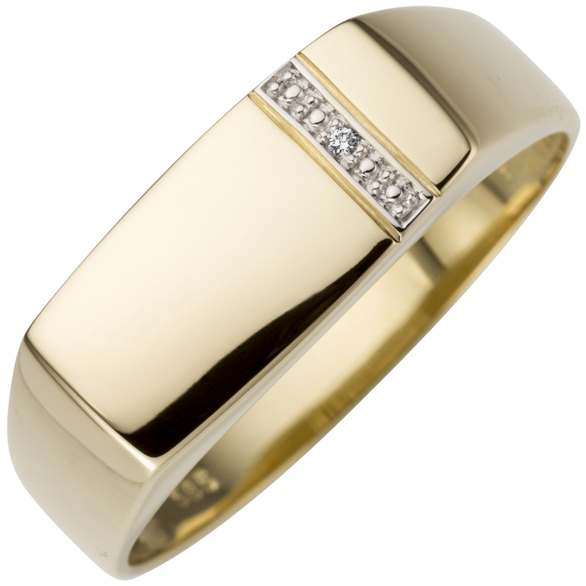 Herren Ring 0,005ct 585 Gold Gelbgold 1 Diamant Brillant - 66mm