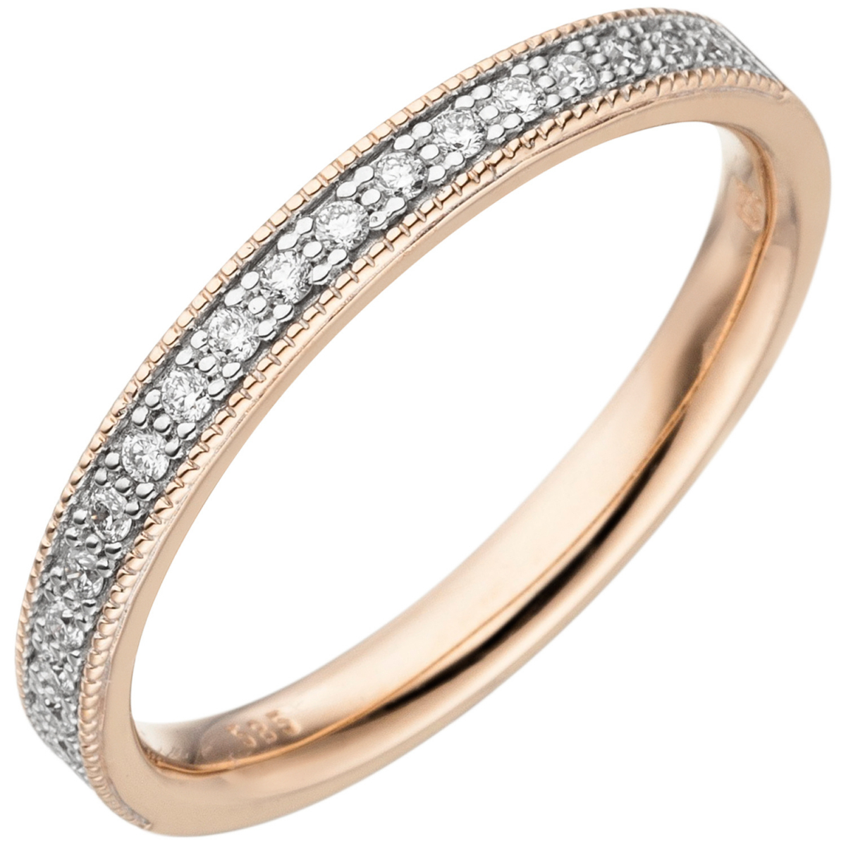 Damen Ring 585 Gold Rotgold 19 Diamanten Brillanten - 56mm