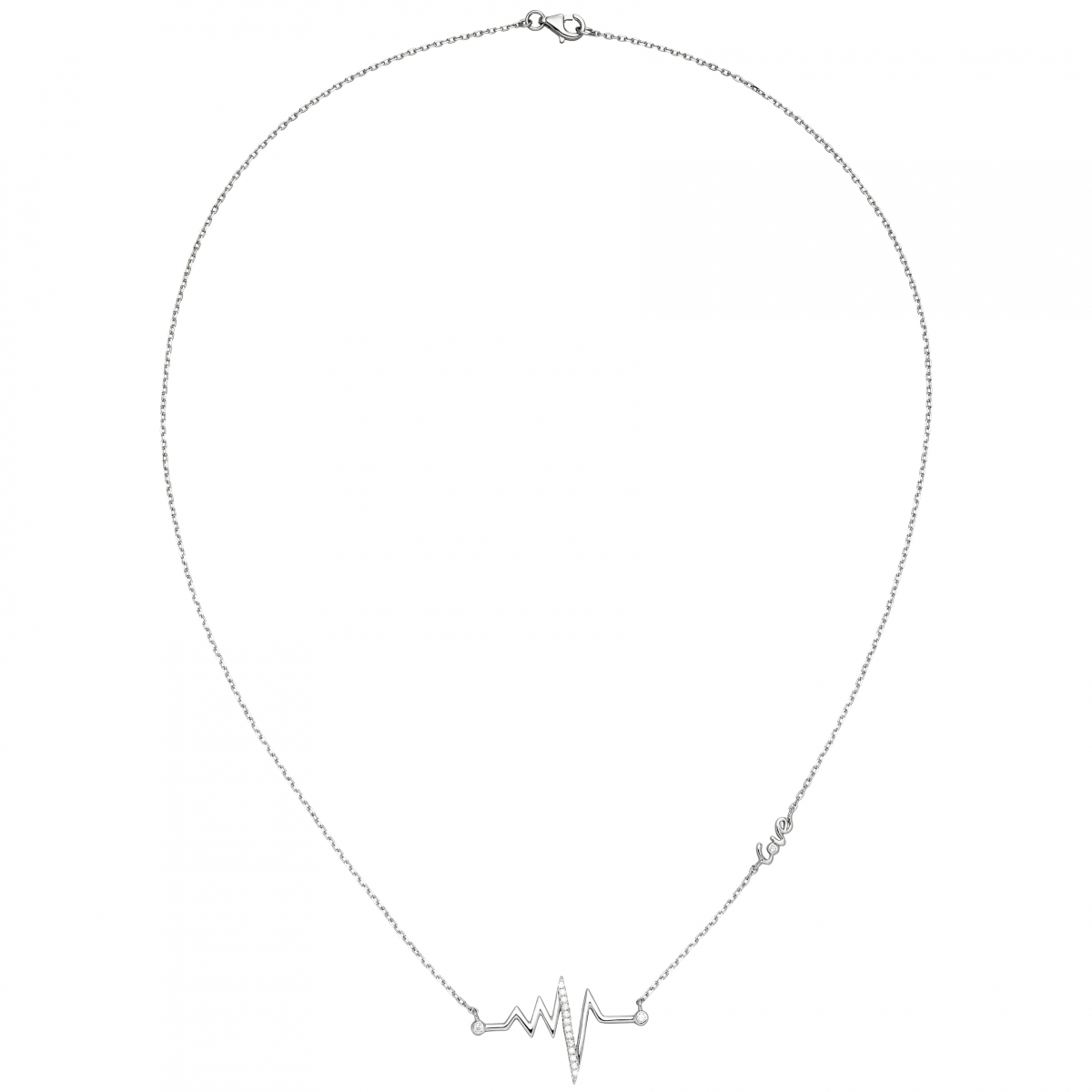 Collier 925 Sterling Silber 16 Zirkonia 45 cm