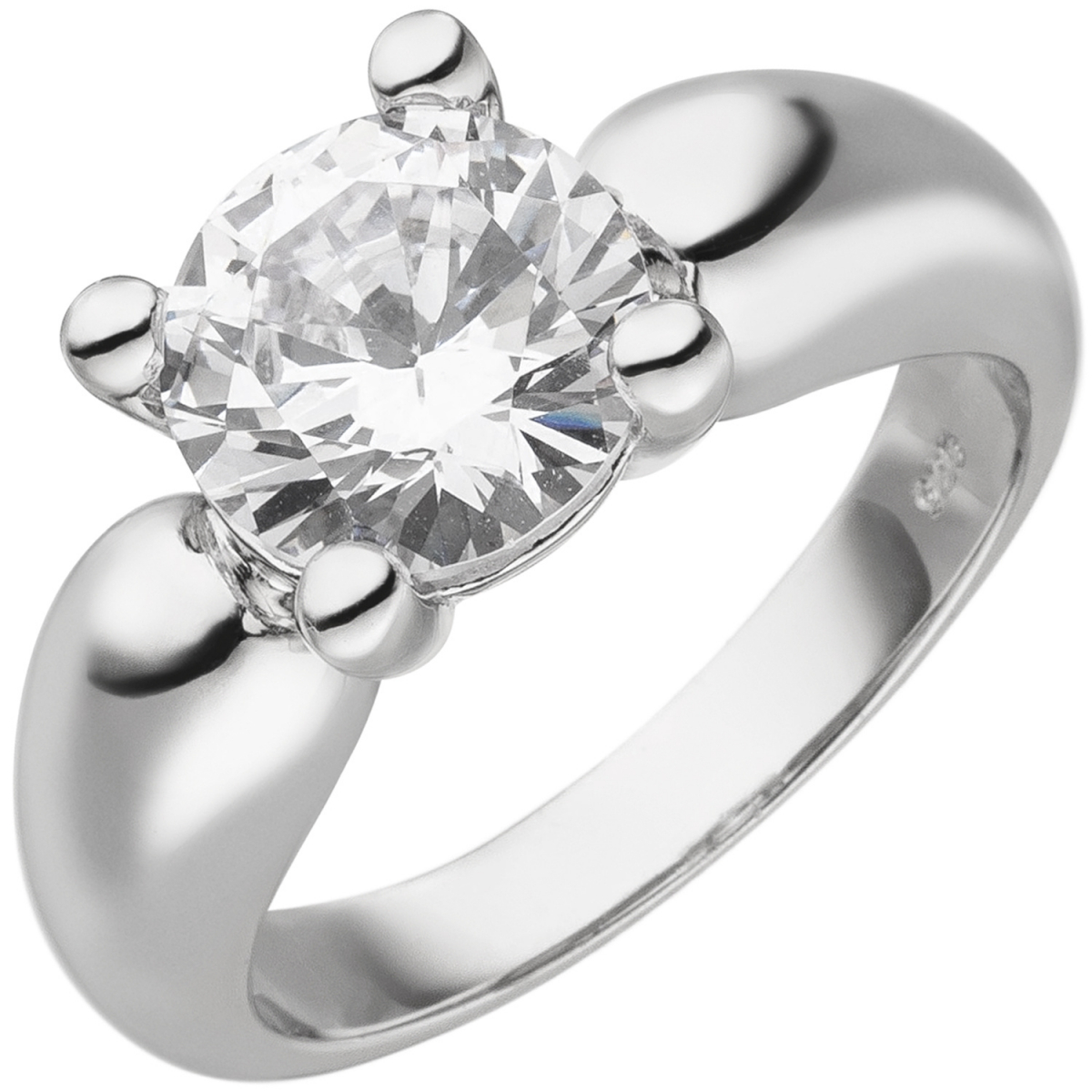 Damen Ring 925 Sterling Silber 1 Zirkonia Silberring - 52mm