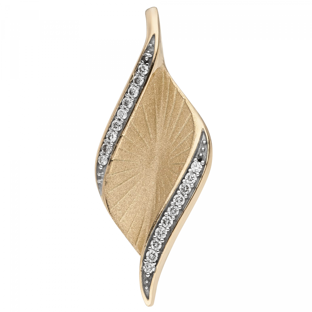 Anhänger 585 Gold Gelbgold matt 19 Diamanten Brillanten 0,08ct.