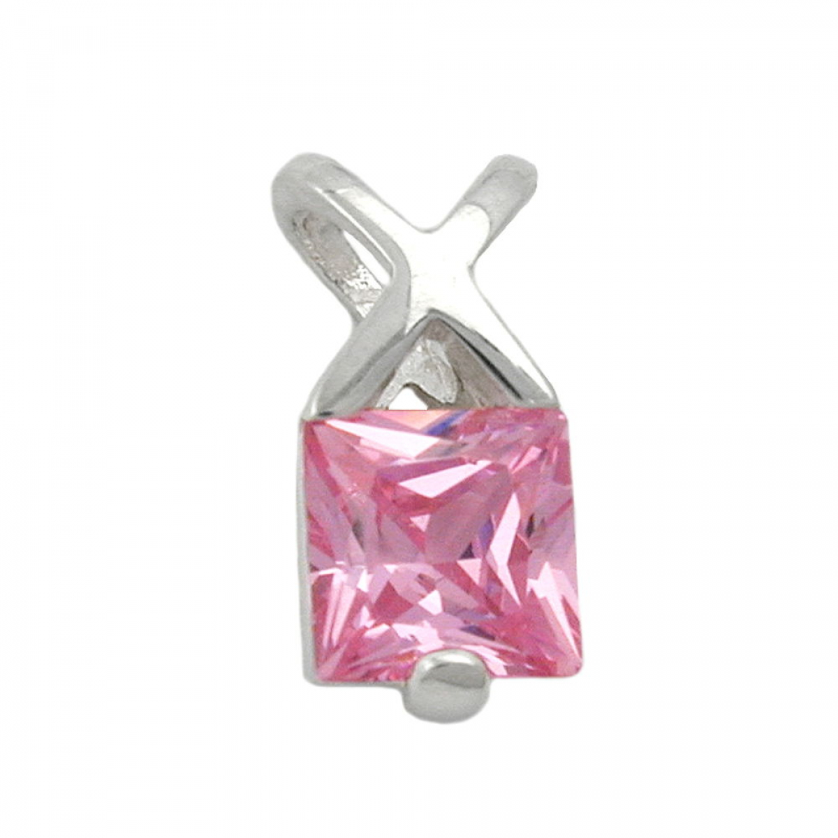 Anhänger 13x6mm Zirkonia pink Silber 925