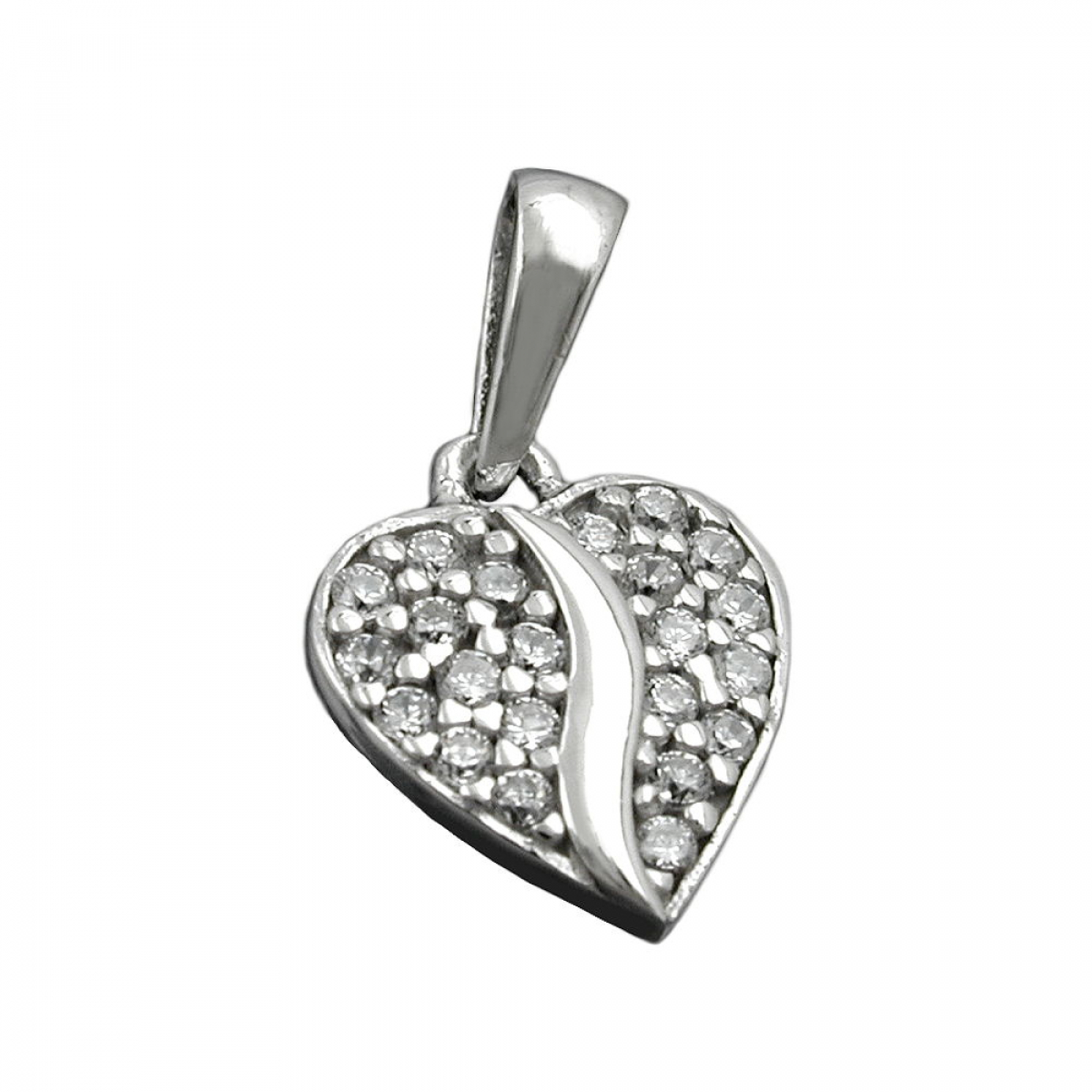 Anhänger 10mm Herz mit Zirkonias rhodiniert Silber 925