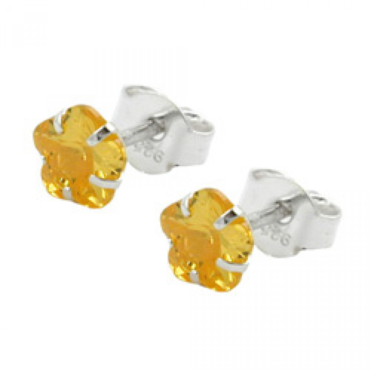 Stecker 5mm Blume Zirkonia citrin gelb Silber 925