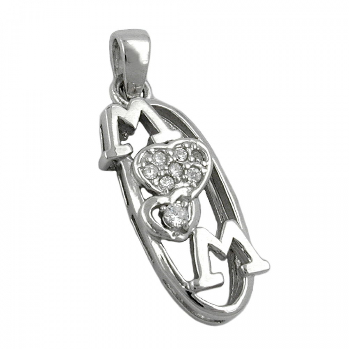 Anhänger 23x9mm MOM mit Zirkonias rhodiniert Silber 925