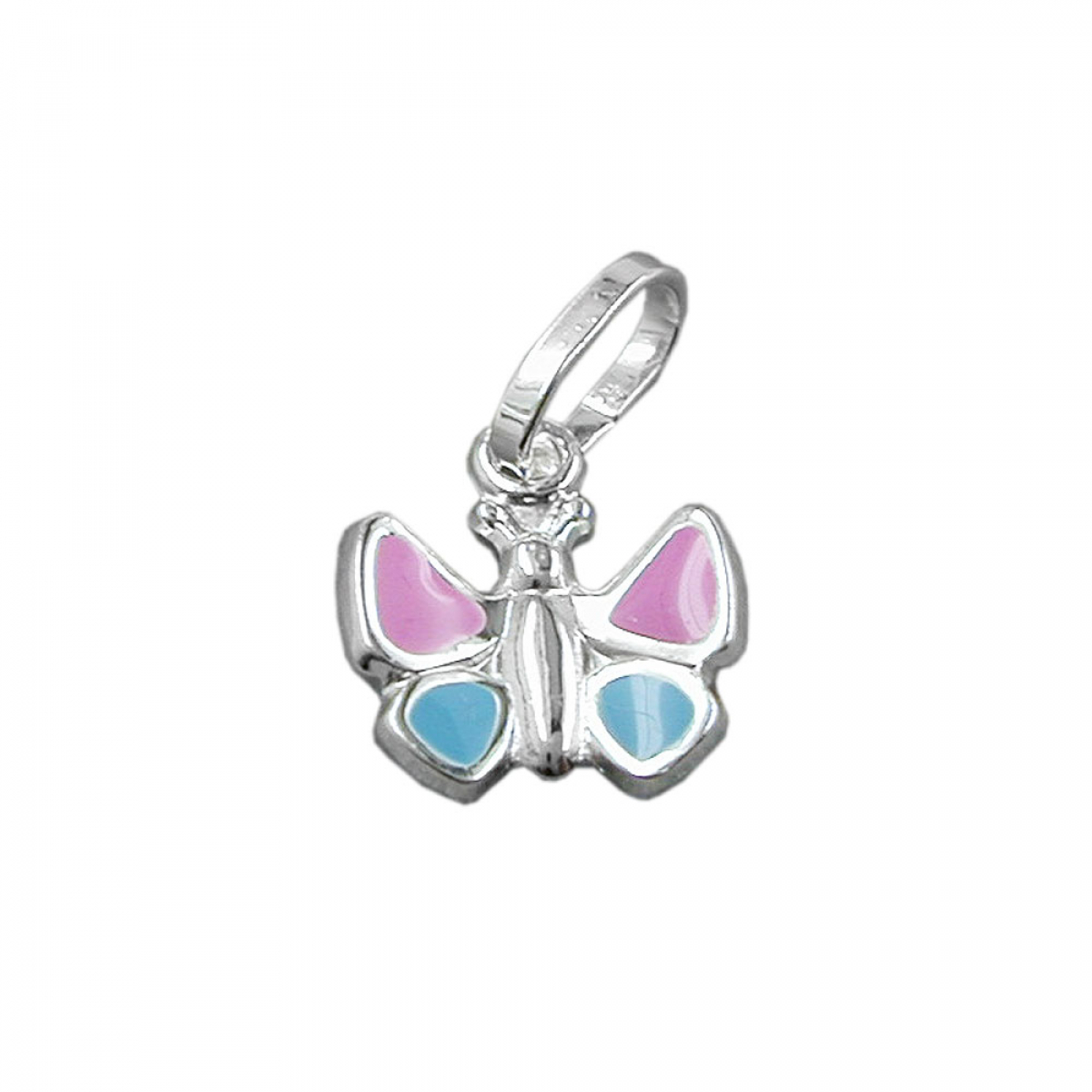 Anhänger 7x8mm Schmetterling hellblau-pink Silber 925