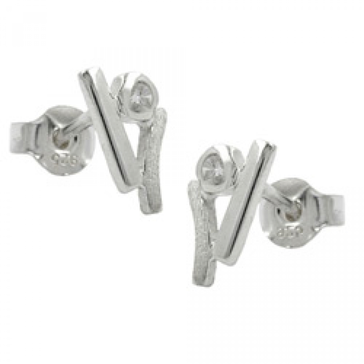 Stecker 10x5,5mm Zirkonia matt-glänzend Silber 925