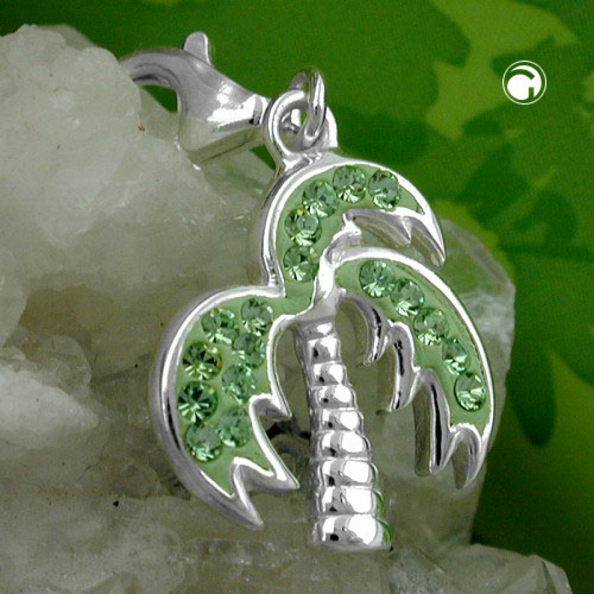 Anhänger 18x14mm Charm Palme Glassteine Silber 925
