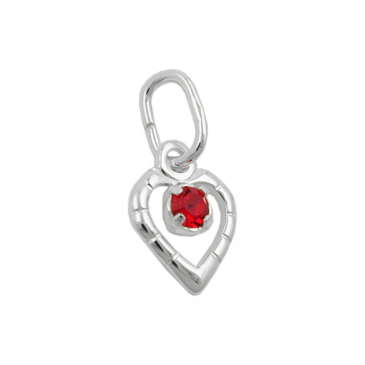 Anhänger 8x6mm Herz mit Glasstein rot Silber 925