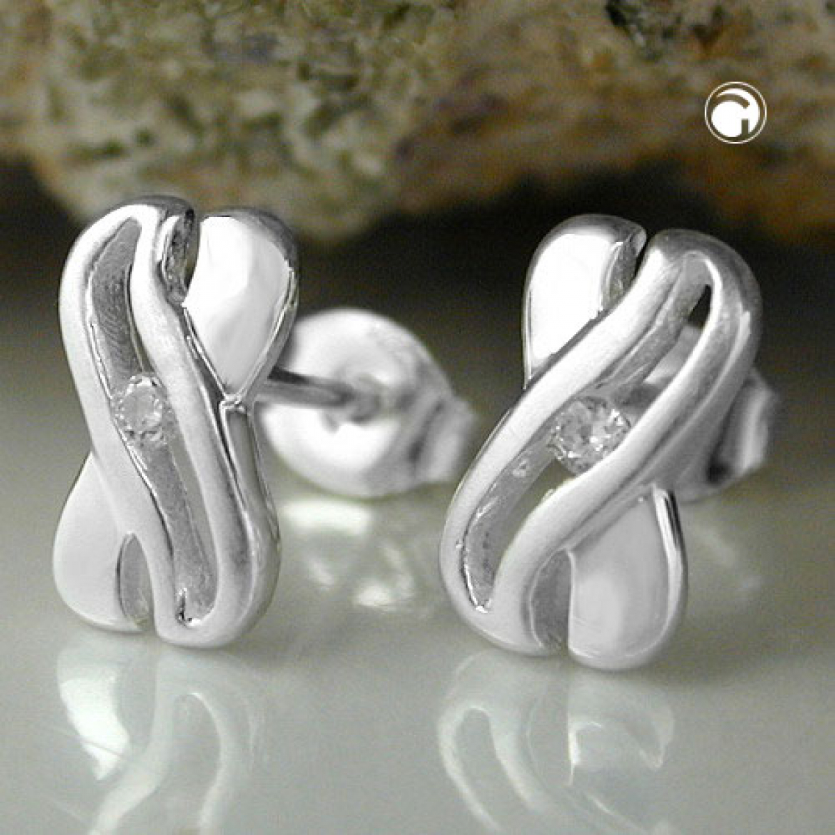 Stecker 10x6mm X-Form mit Zirkonia glänzend Silber 925