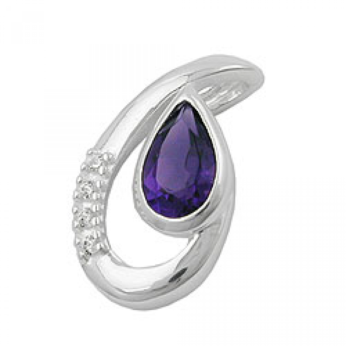 Anhänger 18x10mm Amethyst mit 4 Zirkonias glänzend Silber 925