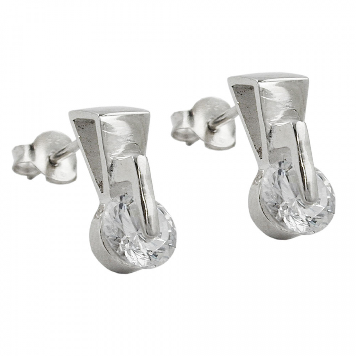 Stecker 13x6mm Dreieck mit Zirkonia Silber 925