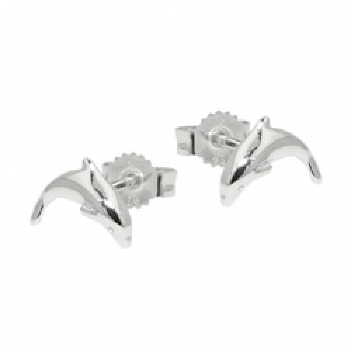 Stecker 10mm springender Delfin glänzend Silber 925