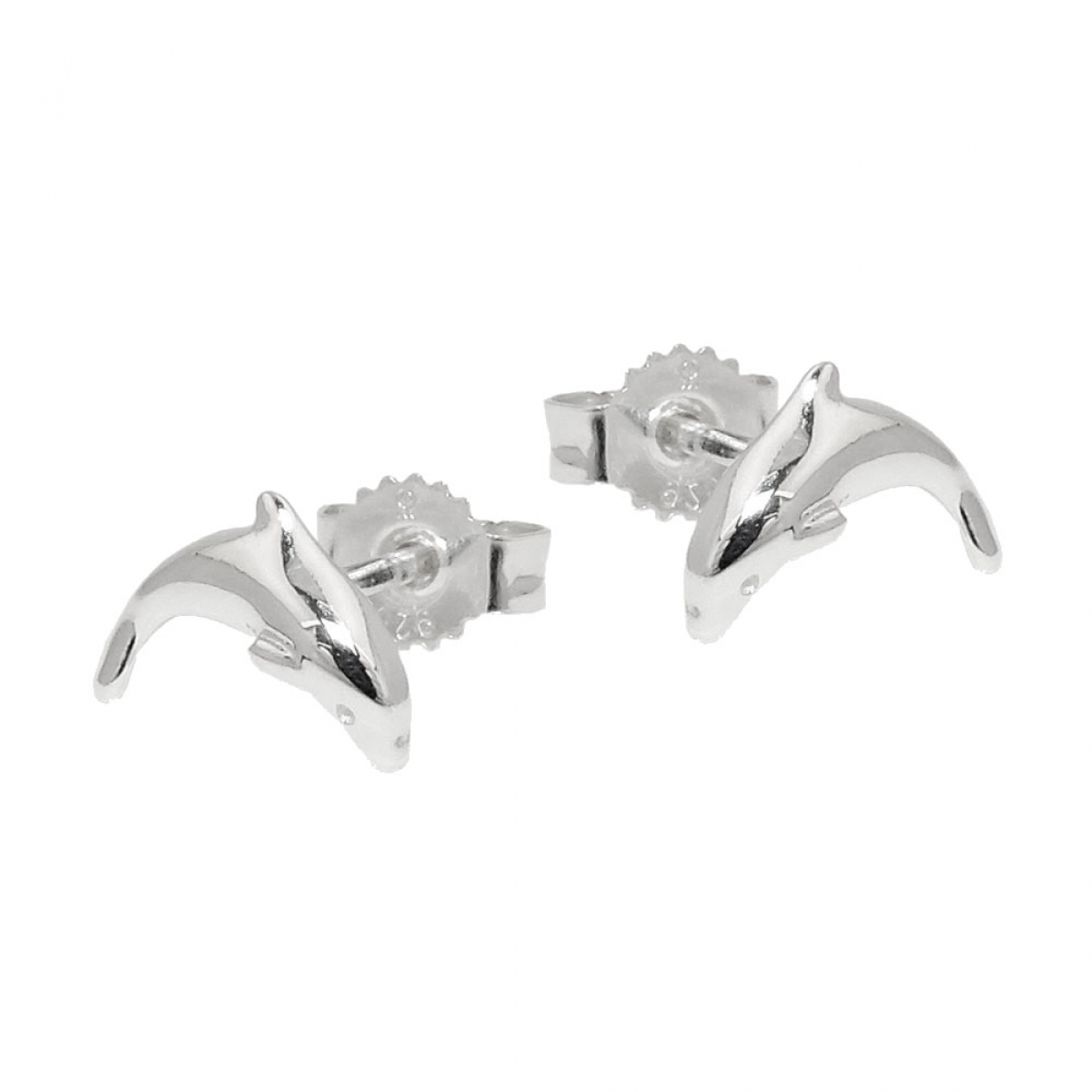 Stecker 10mm springender Delfin glänzend Silber 925