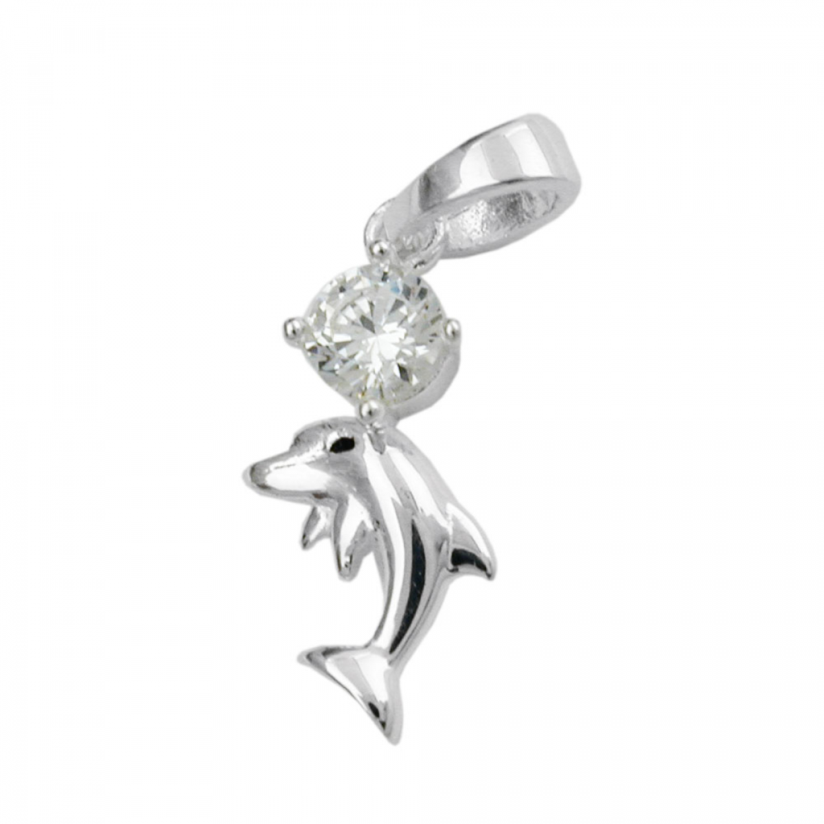 Anhänger 16x8mm Delfin mit Zirkonia glänzend Silber 925