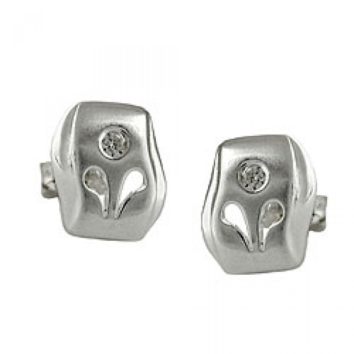 Stecker 9x8mm matt glänzend mit Zirkonia Silber 925