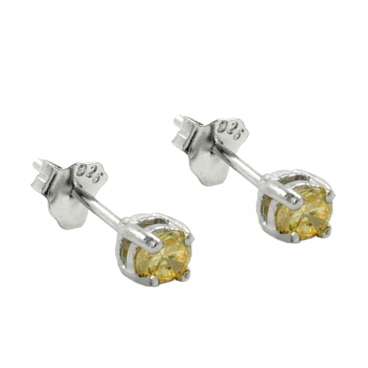 Stecker, 3mm gelb-citrin Glas 925