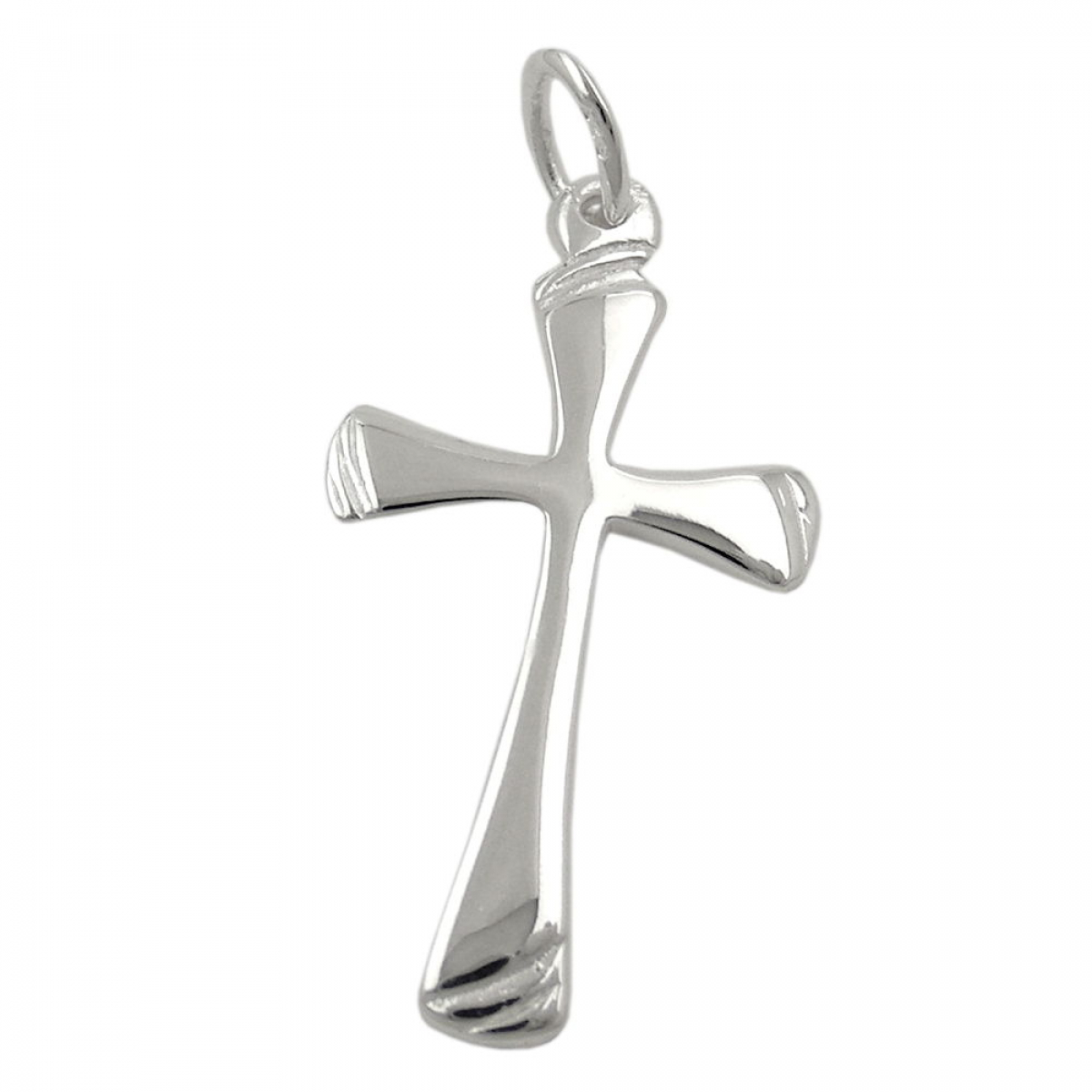 Anhänger 22x13mm Kreuz glänzend gerillt Silber 925