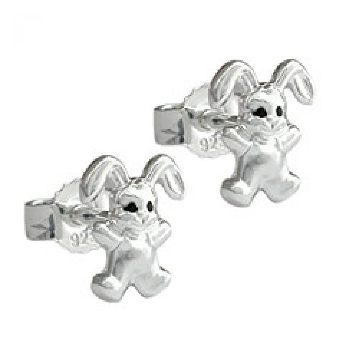 Stecker 11x9mm Kinderohrring kleiner Hase matt-glänzend Silber 925