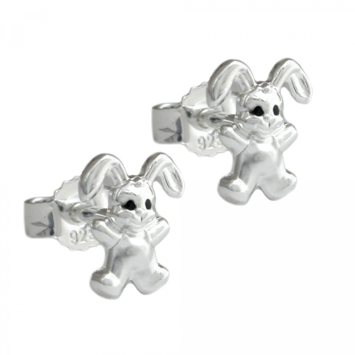 Stecker 11x9mm Kinderohrring kleiner Hase matt-glänzend Silber 925