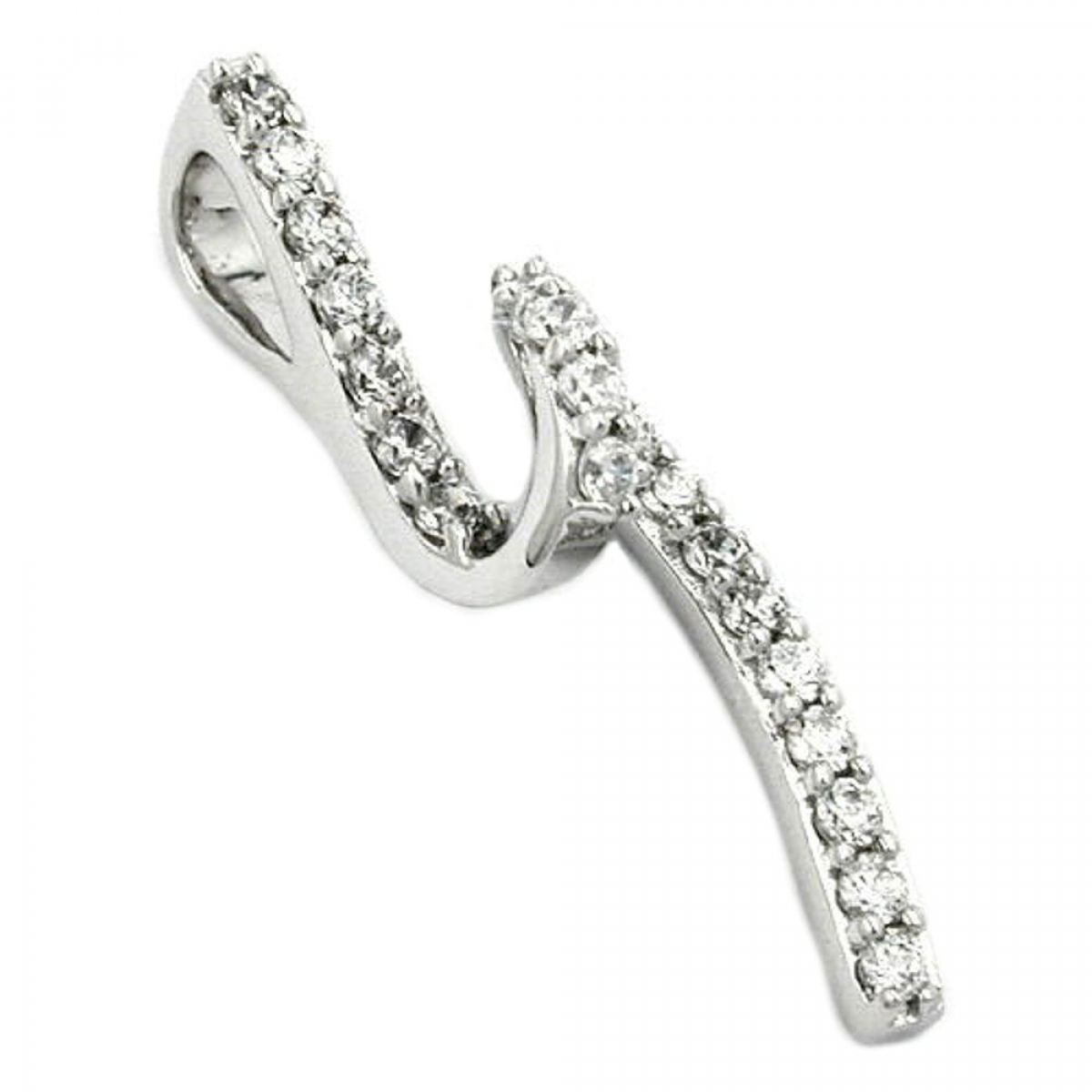Anhänger 32x9mm mit Zirkonias glänzend rhodiniert Silber 925