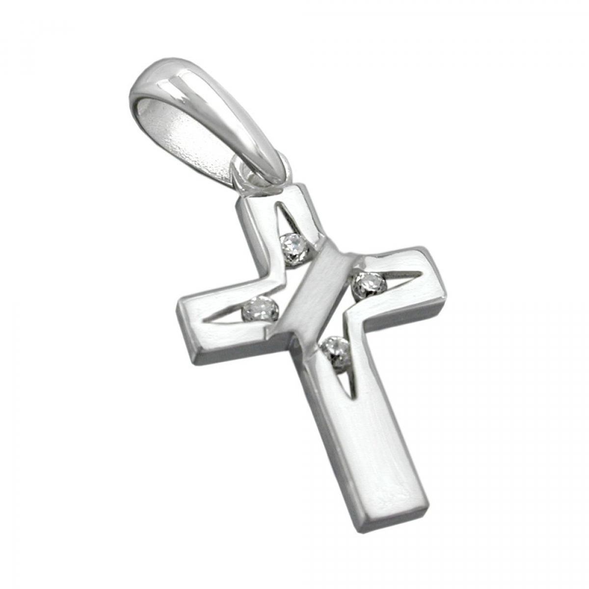 Anhänger 19x12mm Kreuz mit 4 Zirkonias Silber 925