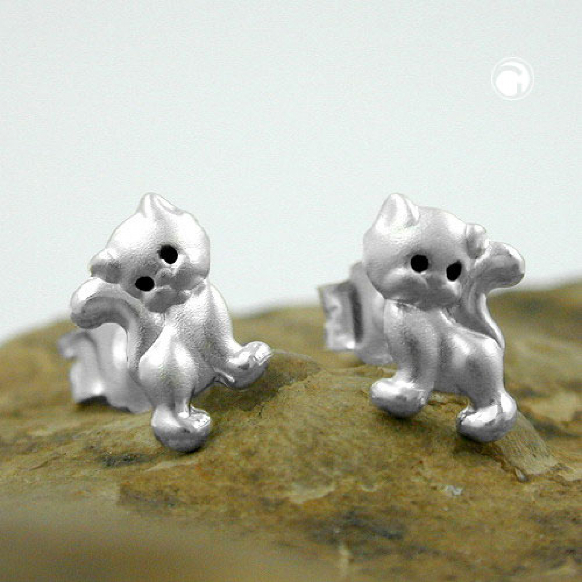 Stecker 6x5mm Kinderohrring Katze matt-glänzend Silber 925