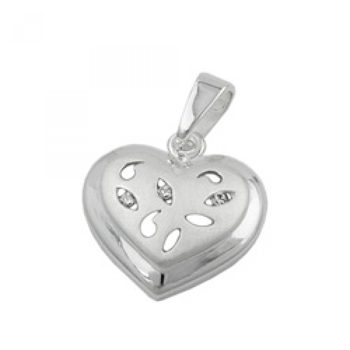 Anhänger 14x14mm Herz mit 3 Zirkonias matt-glänzend Silber 925