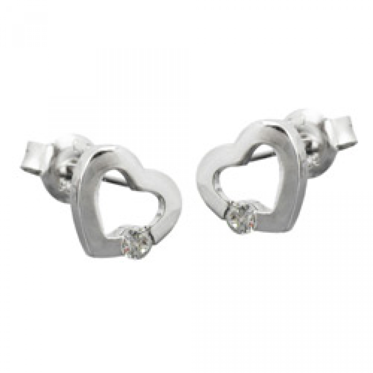 Stecker 7x8mm Herz mit Zirkonia glänzend Silber 925