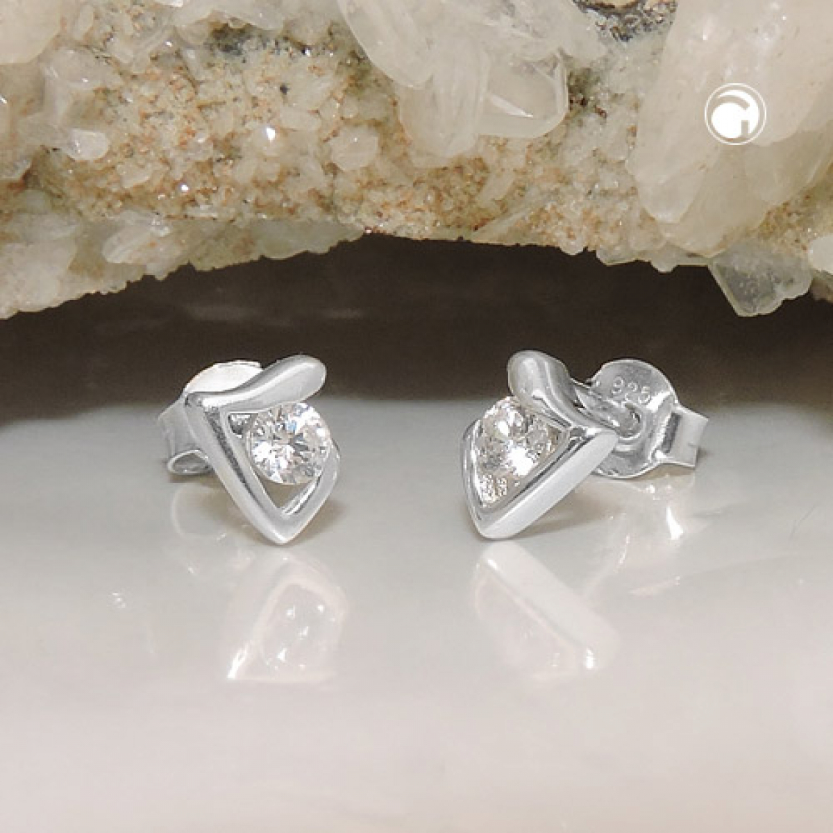Stecker 7x5mm dreieckig glänzend mit Zirkonia Silber 925