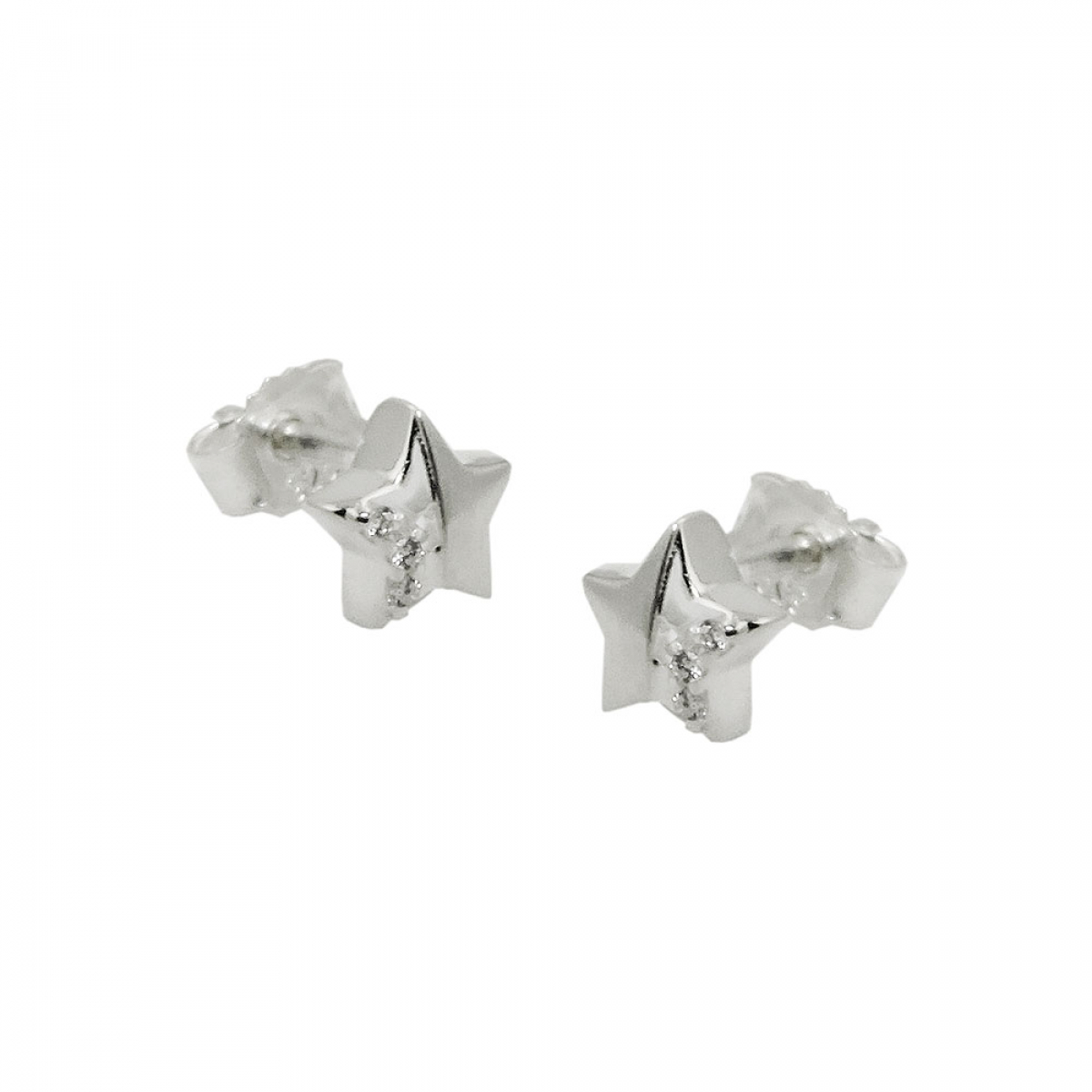 Stecker 6mm Stern mit Zirkonia teilmatt Silber 925