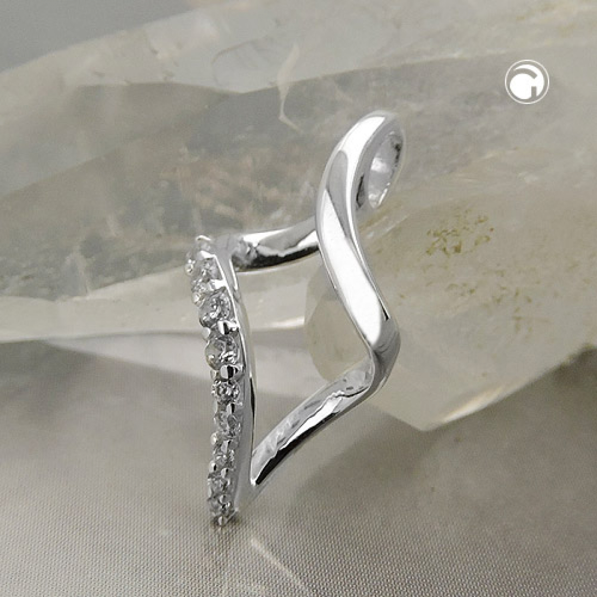 Anhänger 20x10mm Rhombus mit Zirkonias Silber 925
