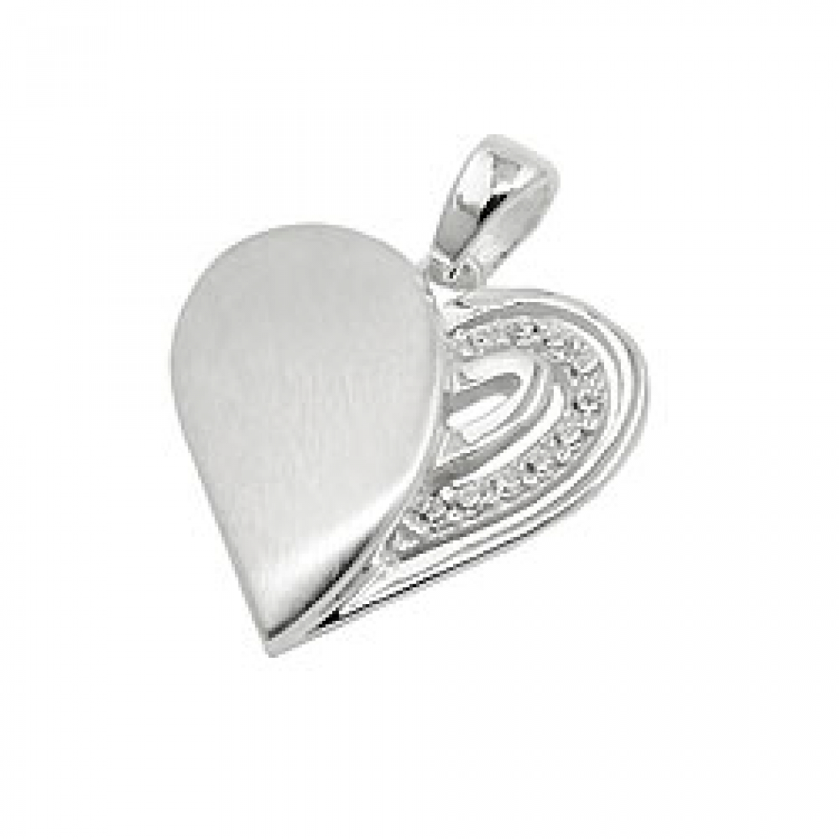 Anhänger 16x16mm Herz mit Zirkonias matt-glänzend Silber 925