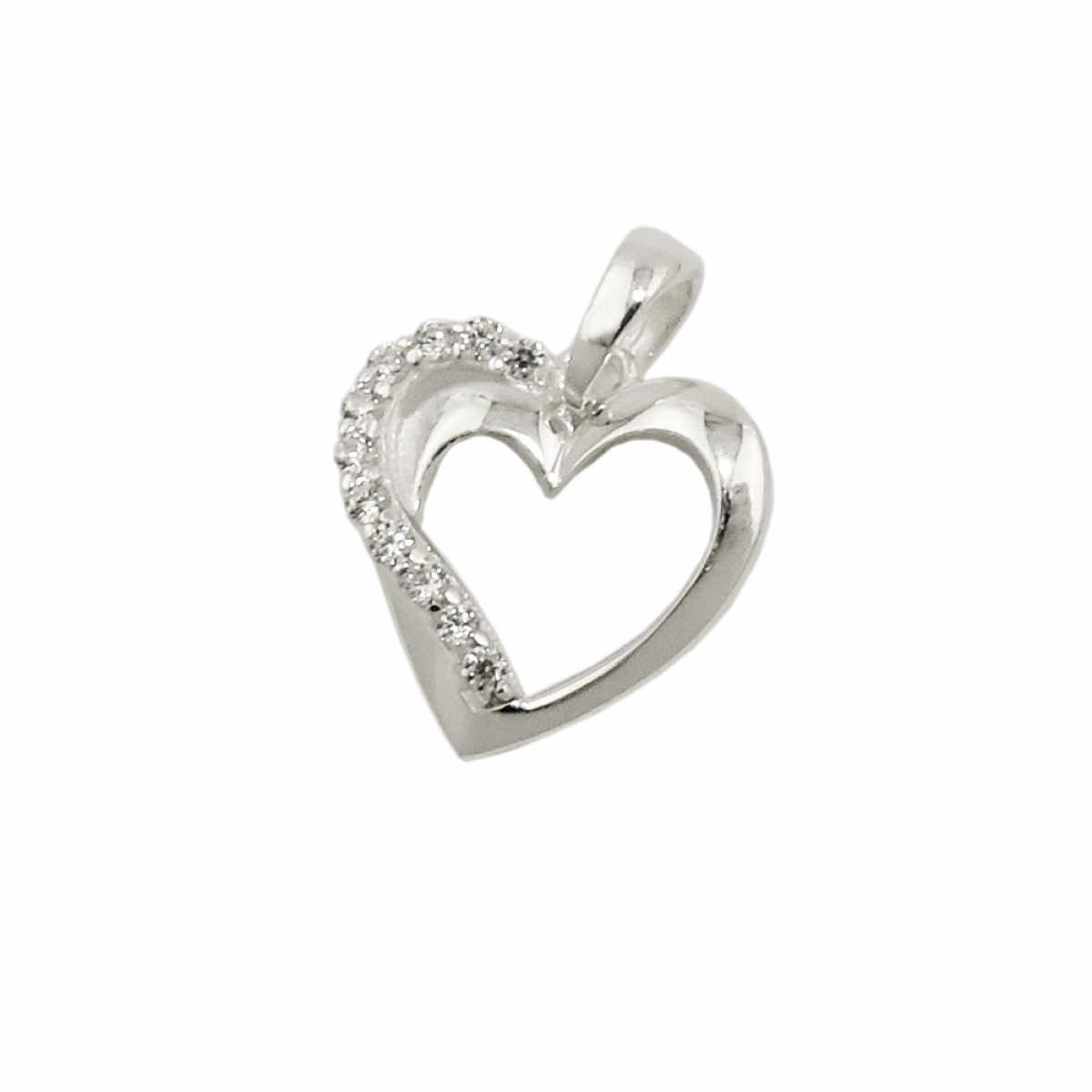 Anhänger 13x13mm Herz mit Zirkonias Silber 925