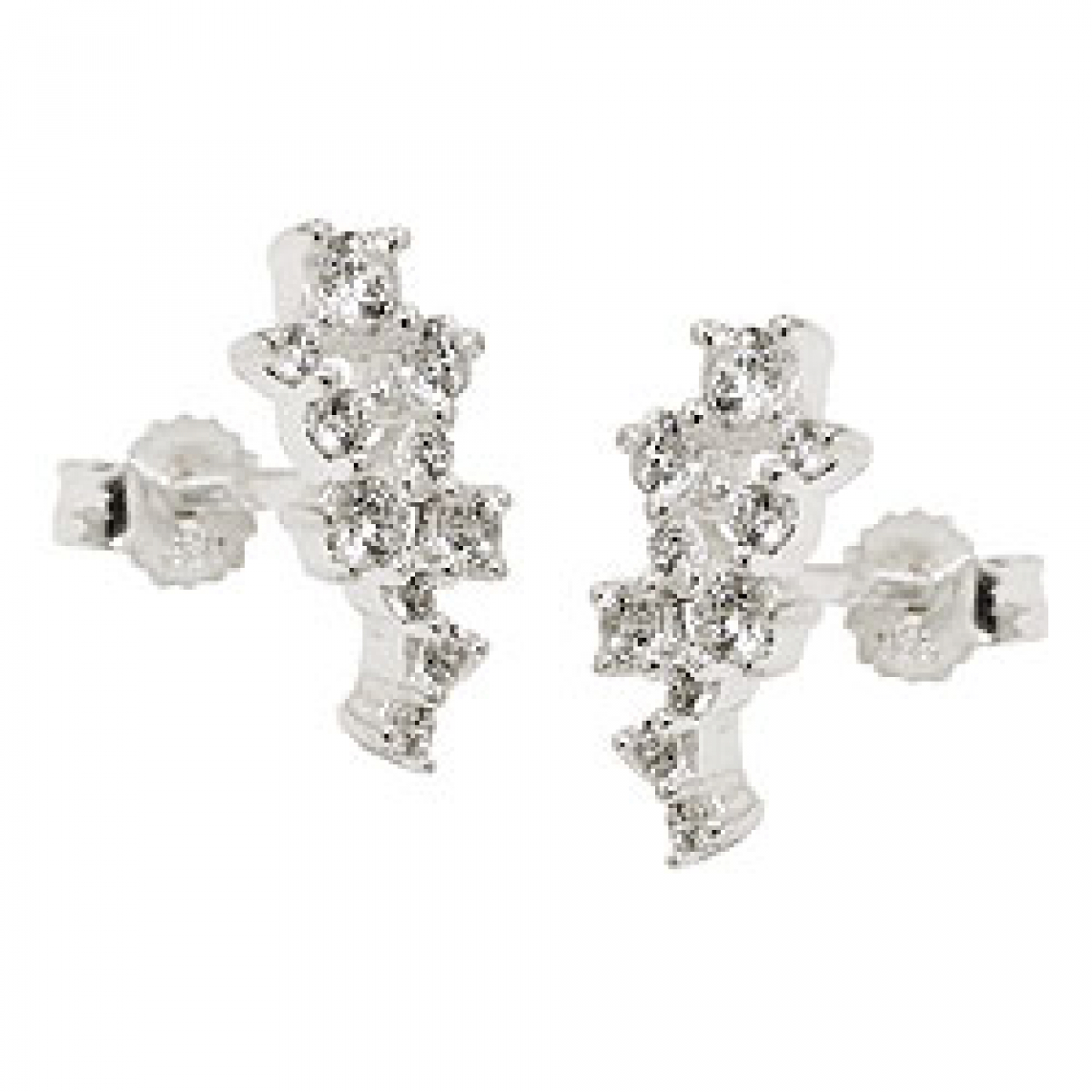 Stecker 13x6mm Blume mit Zirkonias Silber 925