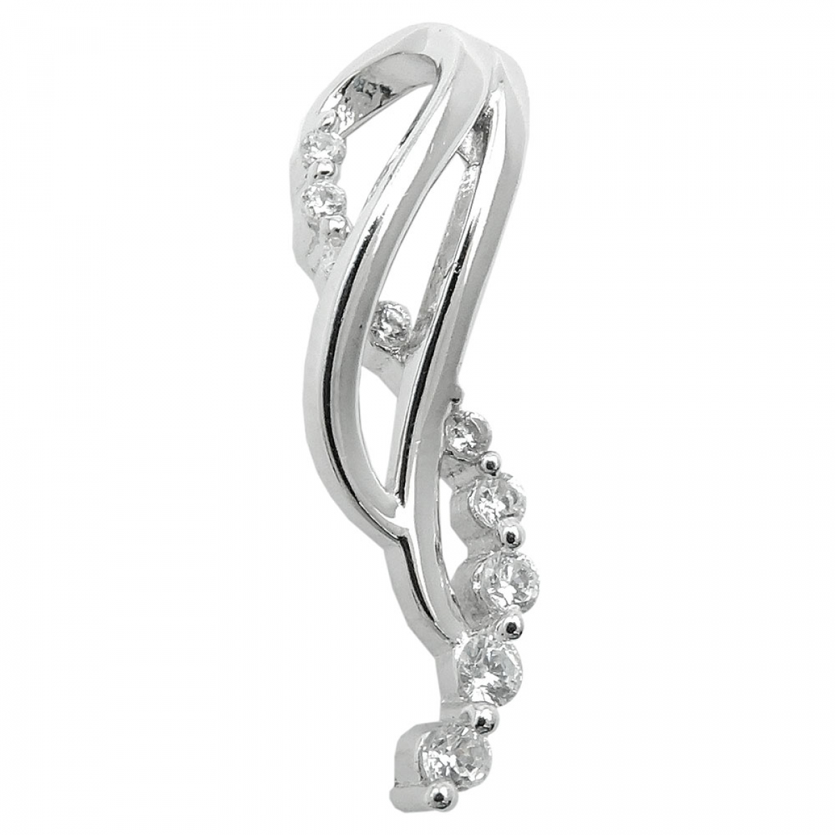 Anhänger 25x7mm mit vielen Zirkonias rhodiniert Silber 925