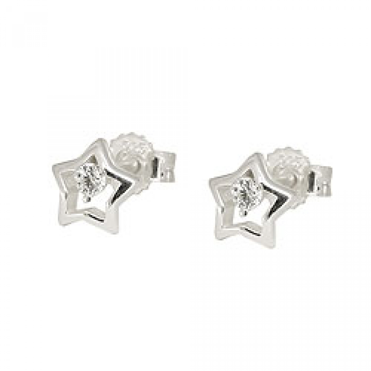 Stecker 6mm Stern mit Zirkonia Silber 925