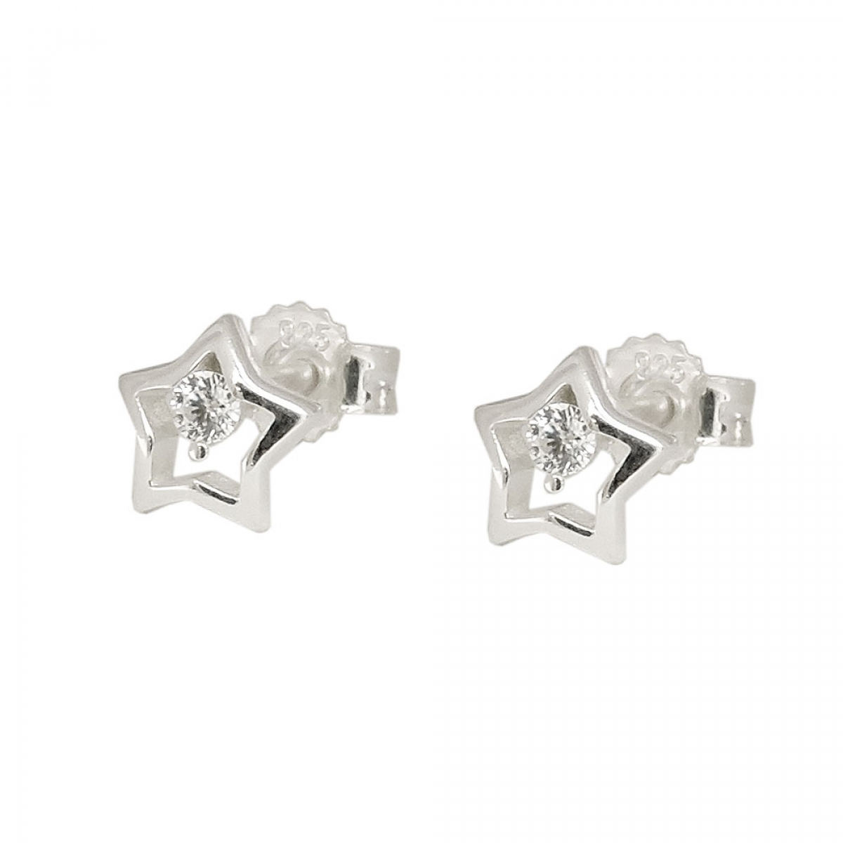 Stecker 6mm Stern mit Zirkonia Silber 925