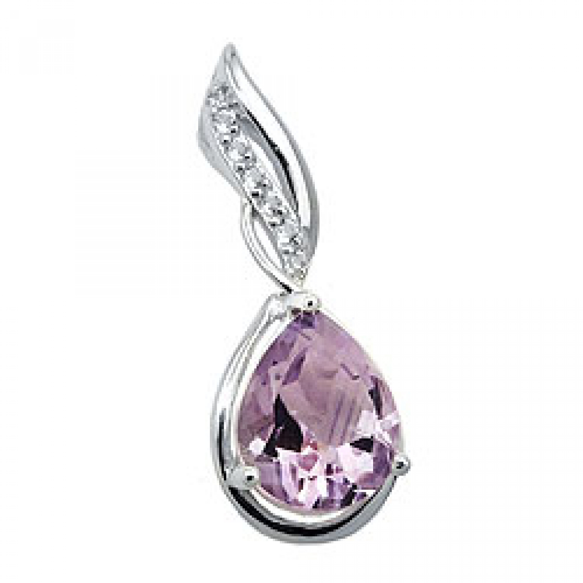 Anhänger 27x10mm Amethyst mit Zirkonias glänzend rhodiniert Silber 925