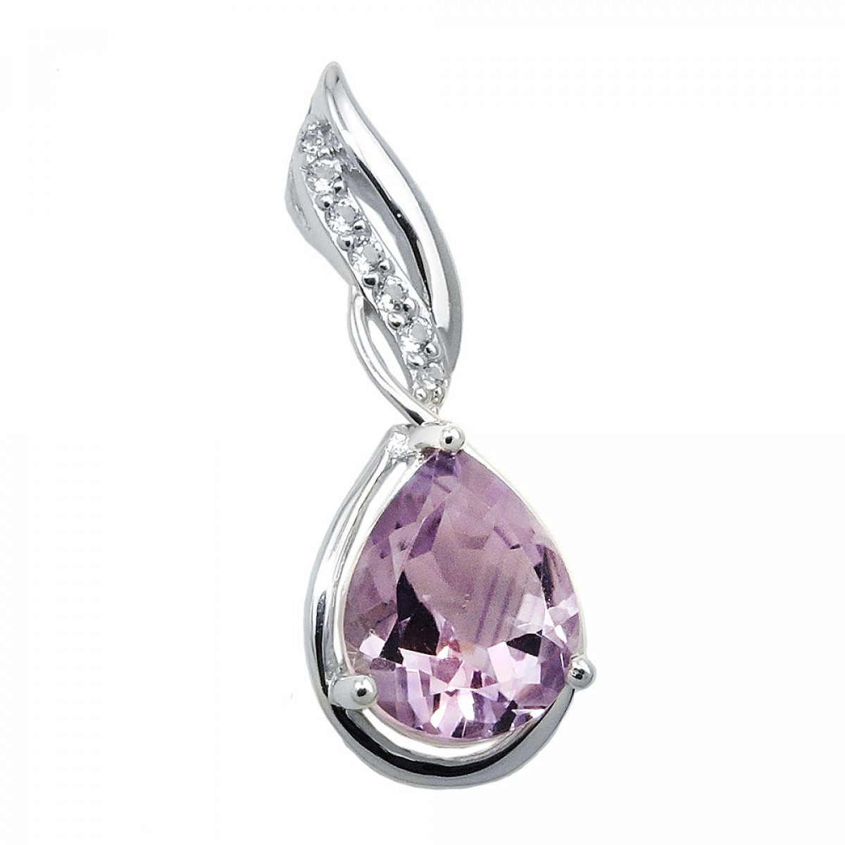Anhänger 27x10mm Amethyst mit Zirkonias glänzend rhodiniert Silber 925