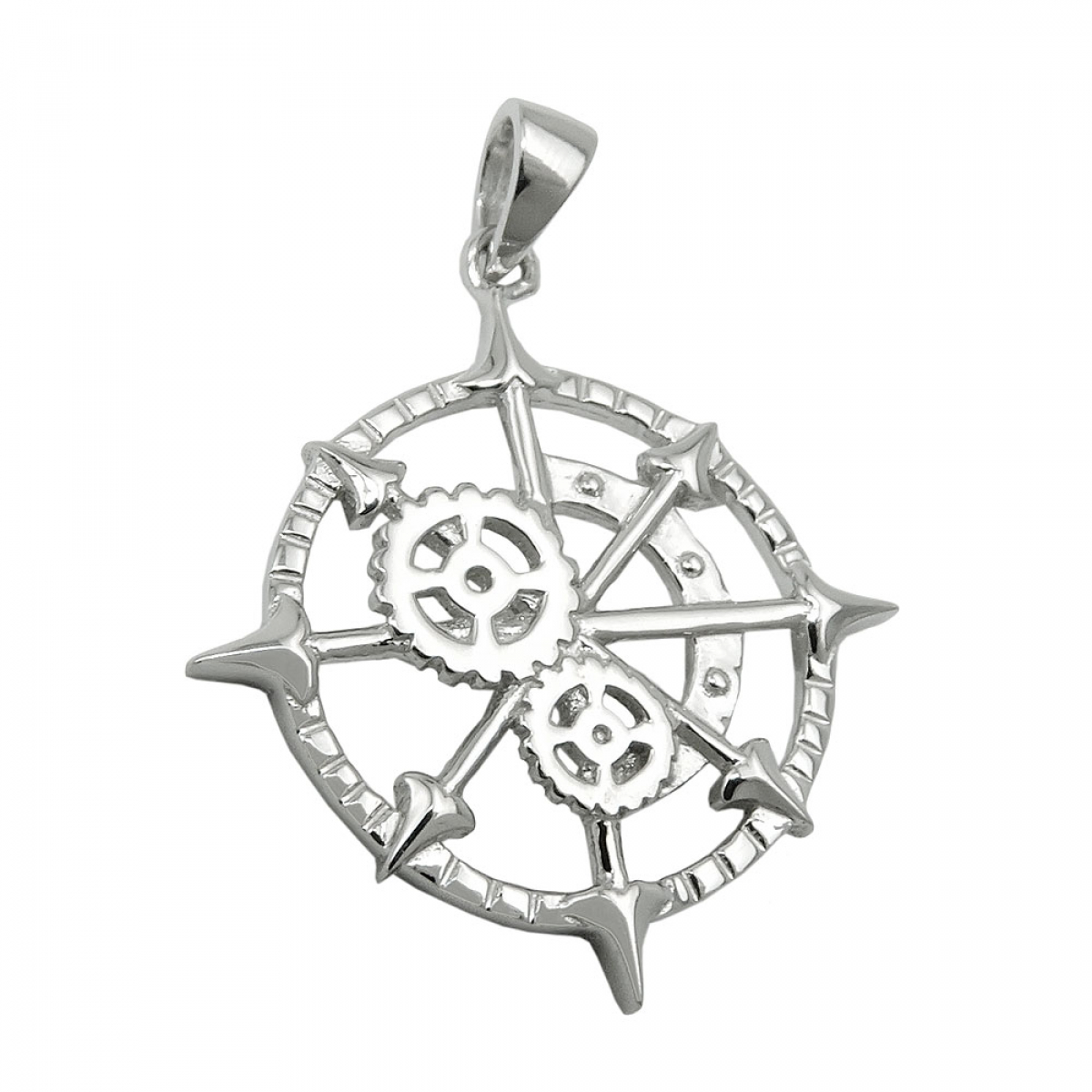 Anhänger 22mm nautisches Messgerät Silber glänzend rhodiniert 925