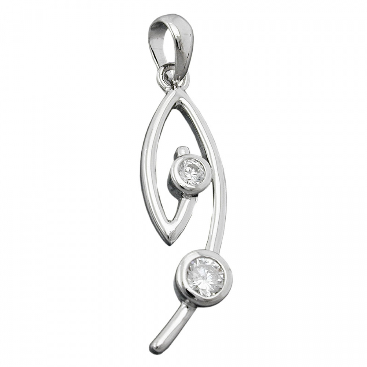 Anhänger 28x6mm Zirkonias weiß rhodiniert Silber 925