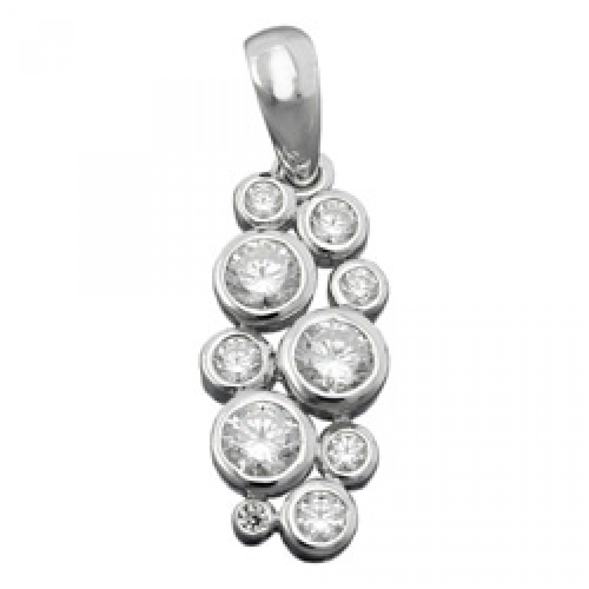 Anhänger 18x8mm Traube mit Zirkonias glänzend rhodiniert Silber 925