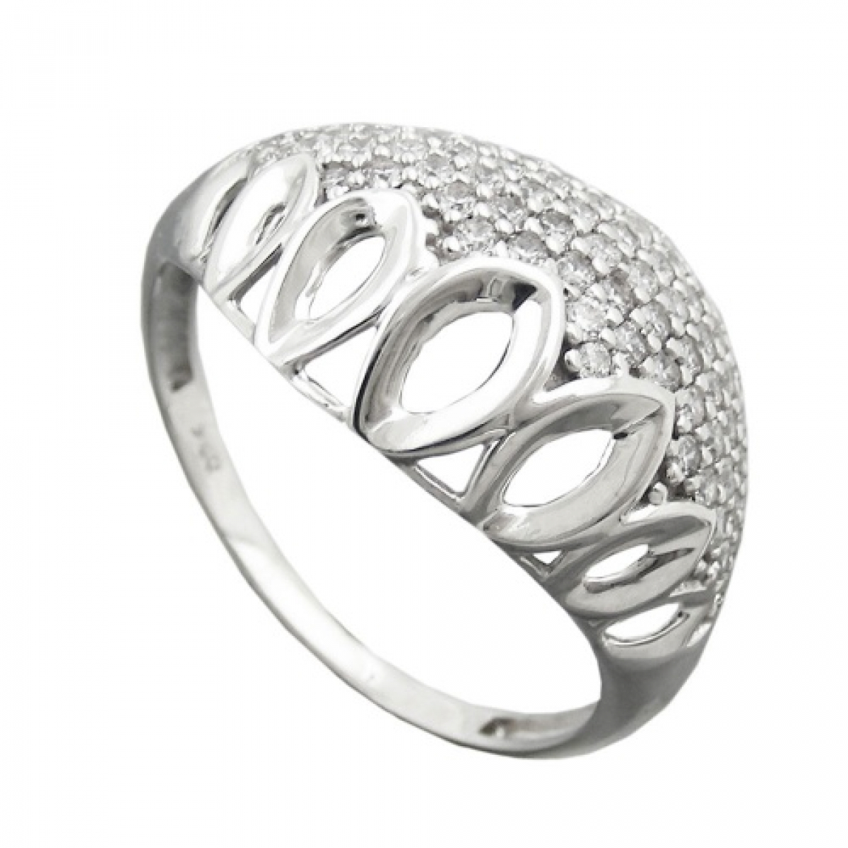 Ring 13mm mit vielen Zirkonias glänzend rhodiniert Silber 925 Ringgröße 52