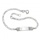 Schildarmband für Kinder 2,3mm Figarokette Gravurplatte 25x5mm mit Herz Silber 925 16cm