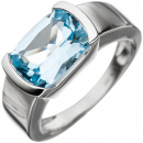 Damen Ring 585 Gold Weißgold 1 Blautopas hellblau blau Weißgoldring - 54mm