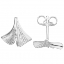 Ohrstecker Ginko Ginkgo 925 Sterling Silber mattiert Ohrringe Silberohrstecker