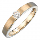 Damen Ring 585 Gold Gelbgold matt mattiert 1 Diamant Brillant 0,25ct. Goldring - 50mm