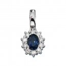 Anhänger 585 Gold Weißgold 10 Diamanten Brillanten 1 blauer Safir Goldanhänger