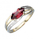 Damen Ring 585 Gold Gelbgold bicolor 1 Granat rot 2 Diamanten Brillanten - 50mm